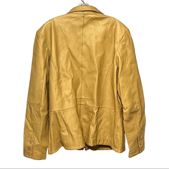 Metrostyle Genuine Leather Blazer Yellow Plus-Size Single-Breasted Jacket 20T - Picture 3 of 7